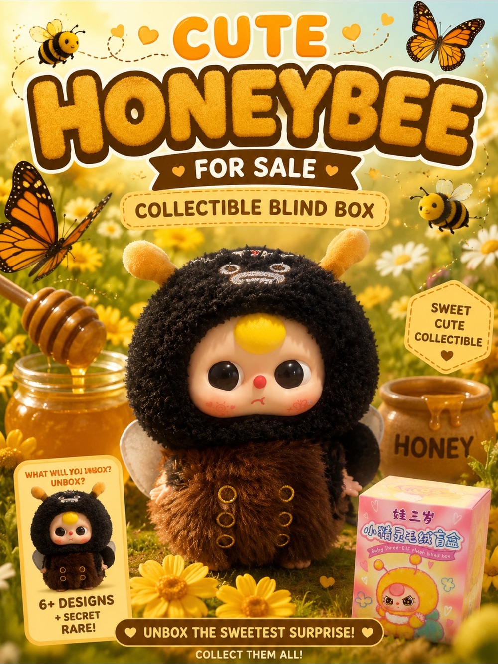 Honeybee Collectible Blind Box Plush - Cute Bee Doll. Box 📦 included!